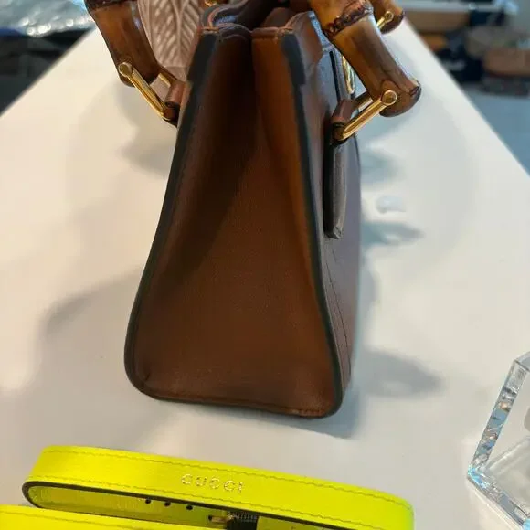 Gucci Diana Bamboo Handle Small Leather Crossbody Tote Bag Brown Small Mini - Picture 11 of 16